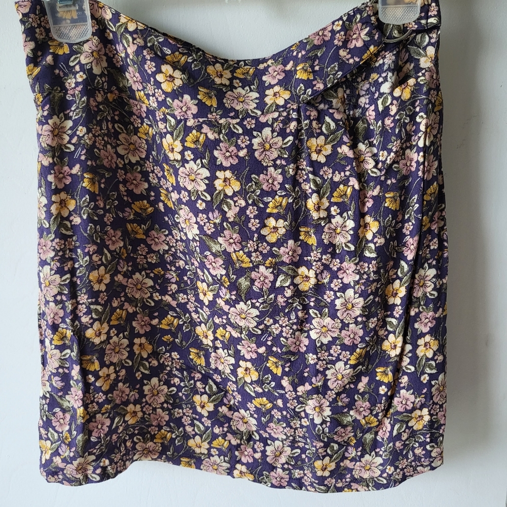 Elodie Lily Purple Floral Cotton Skirt Size Med